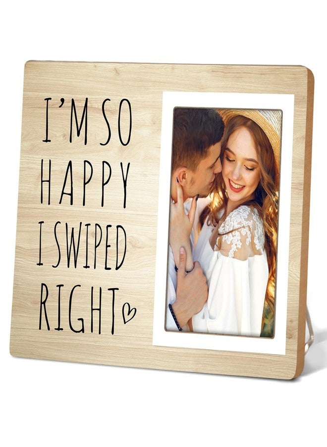 Itsoly Funny Picture Frame Gifts,Birthday Christmas Valentine Gifts For Couple Husband Wife Girlfriend Boyfriend, I'm So Happy I Swiped Right Picture Photo Frame,4x6Inch Photo12P100 - Image 1